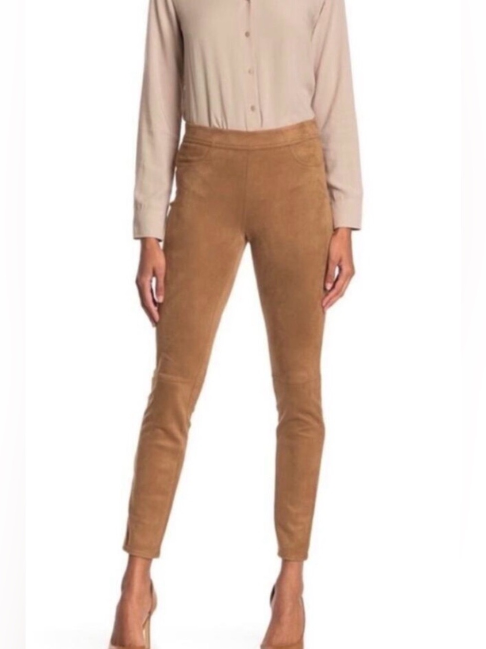 Max studio Faux Suede Skinny Pants XL Back Pockets Minimalist Neutral Fall
